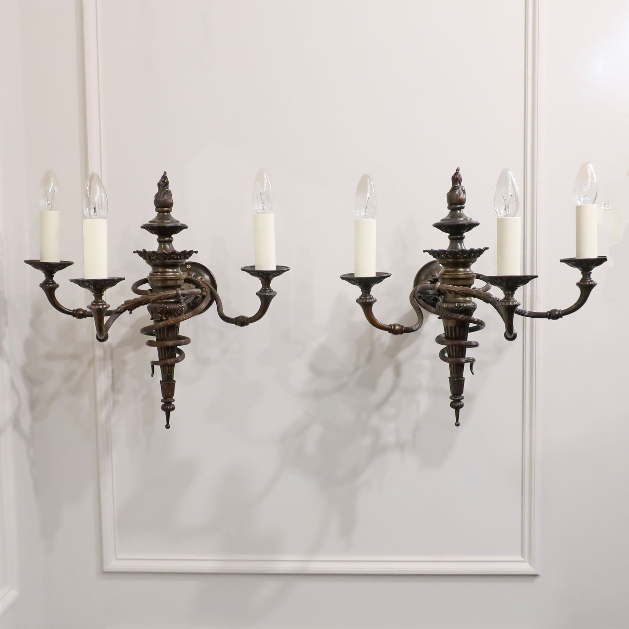 Pair of Victorian Bronze Entrance Hall Lights