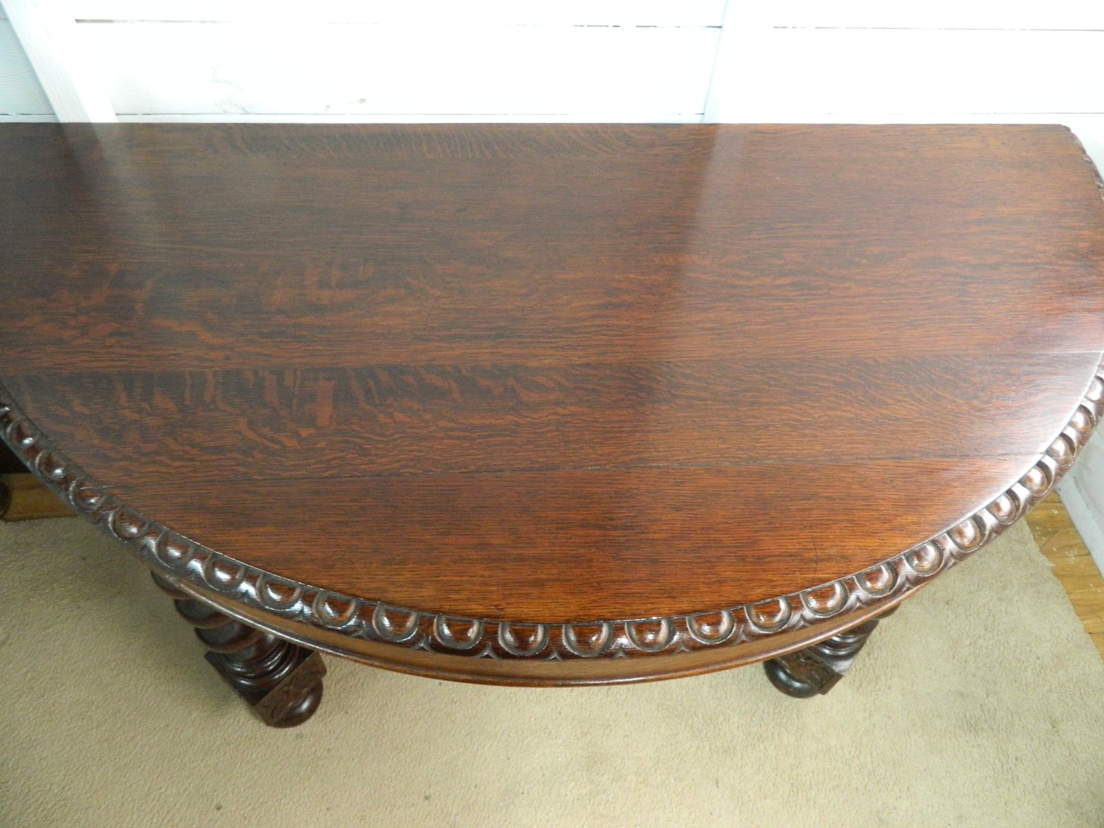 Pair Of Demi Lune Barley Twist Extending Table Solid Oak