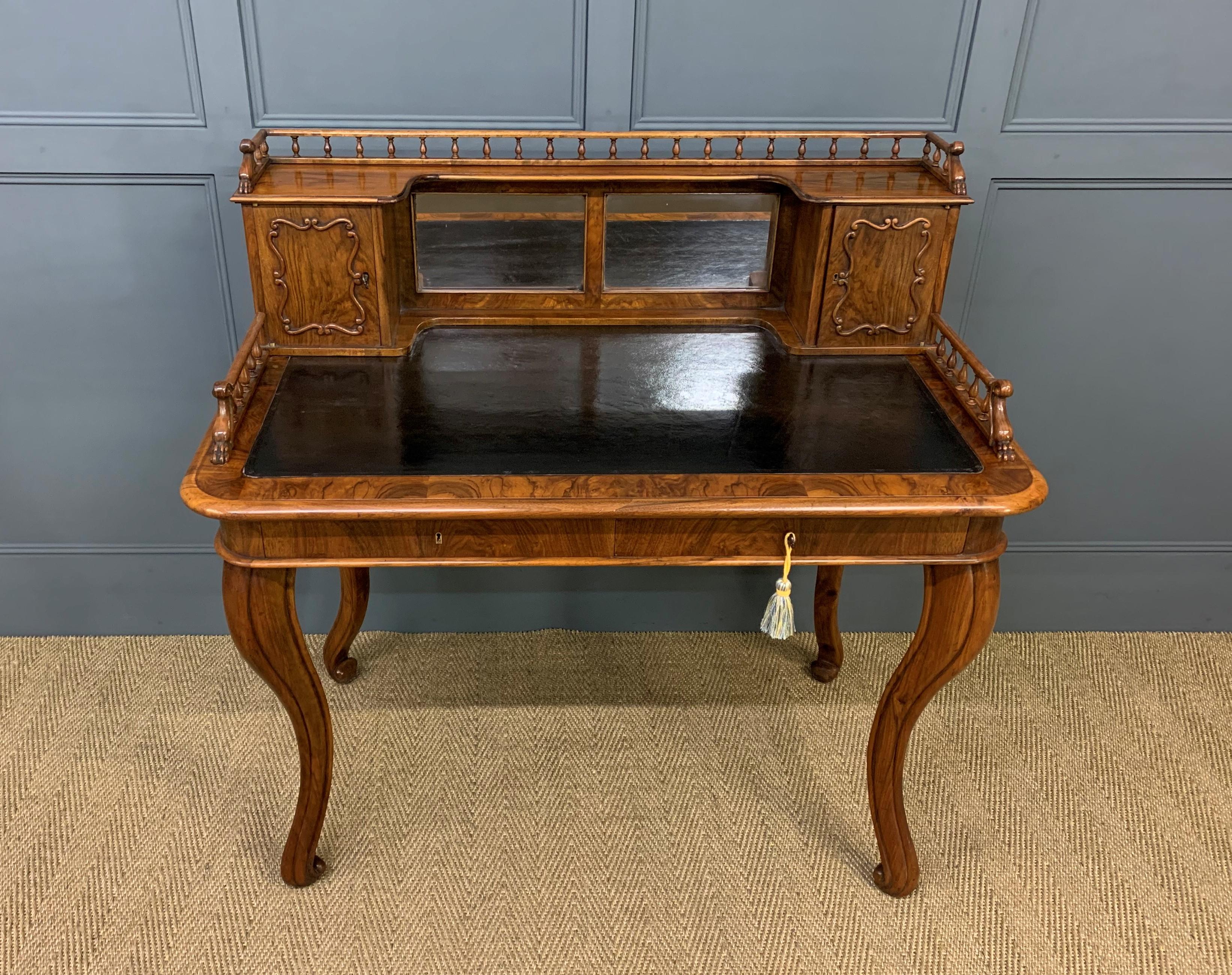 19th Century Burr Walnut Bonheur Du Jour
