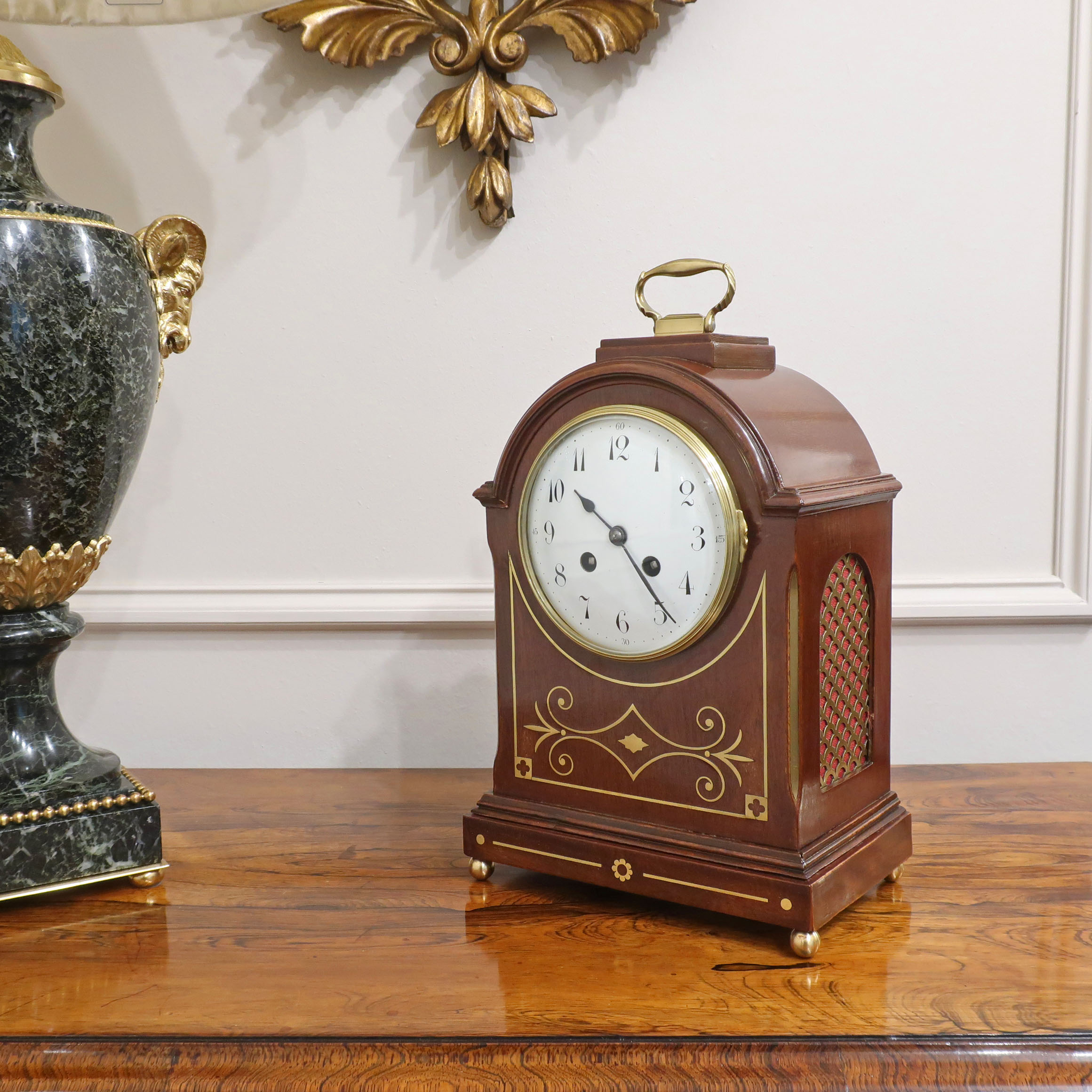 French Belle Epoque Mahogany Mantel Clock