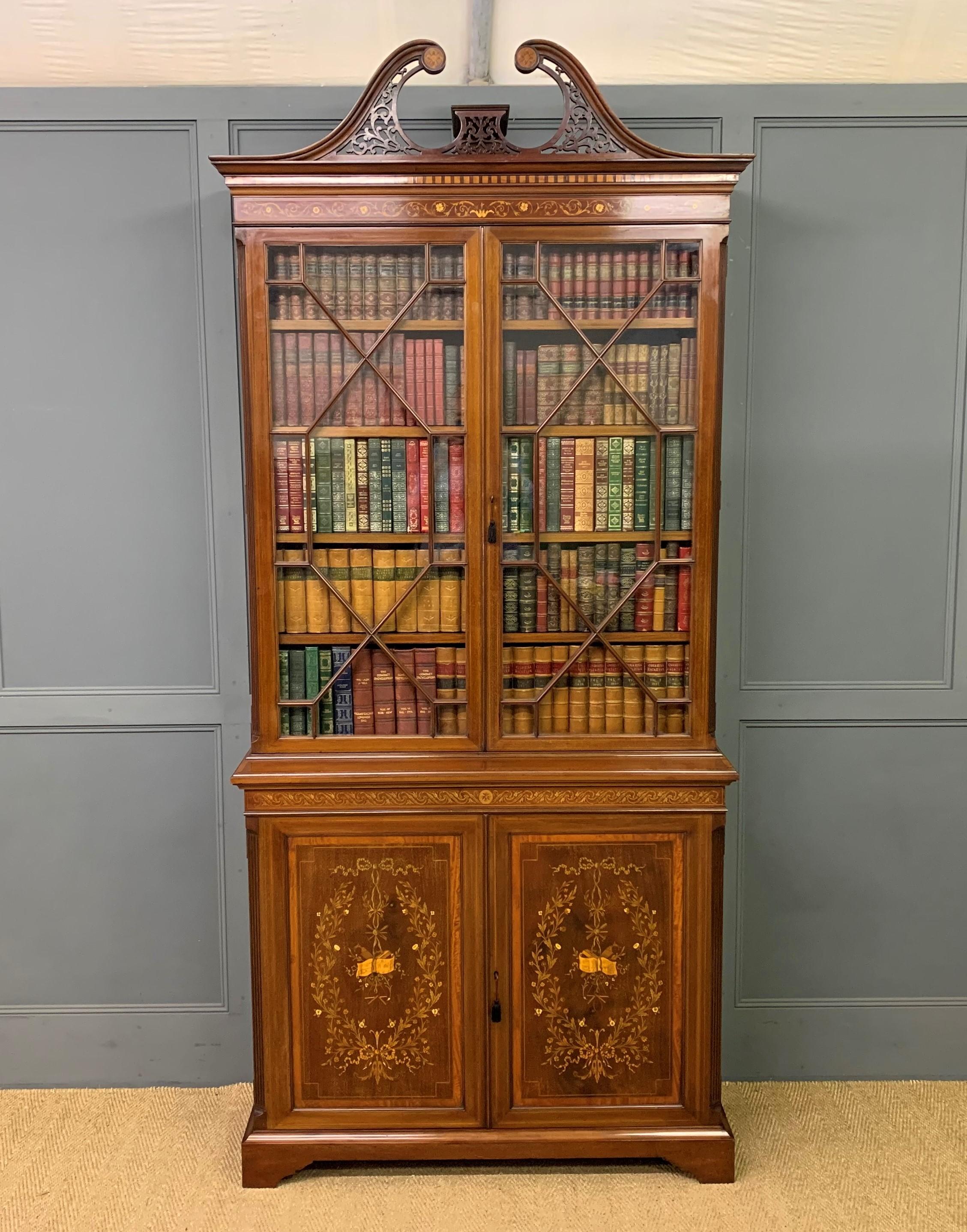 Edwards and Roberts Inlaid Mahogany Bookcase