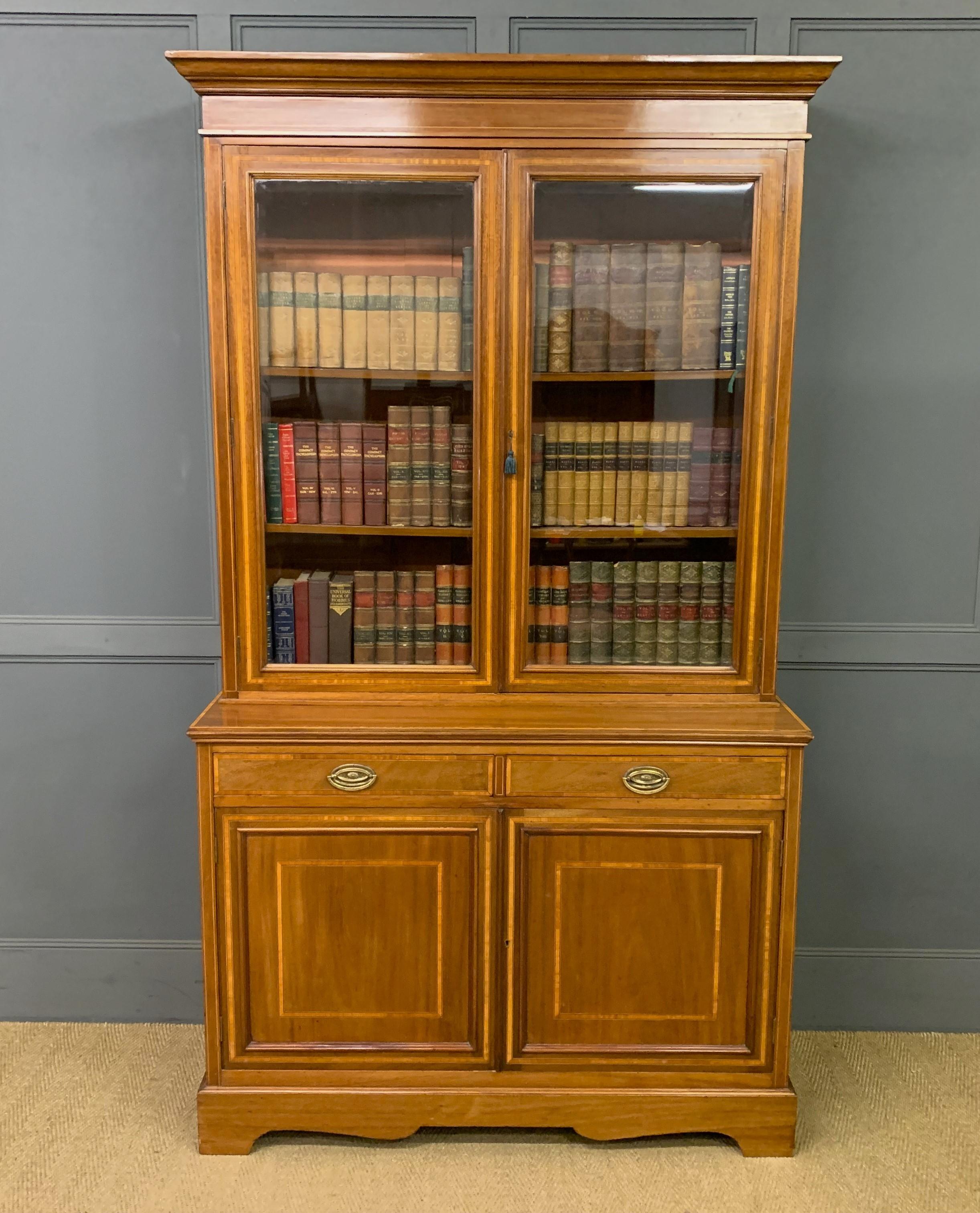 Edwardian Inlaid Mahogany Bookcase