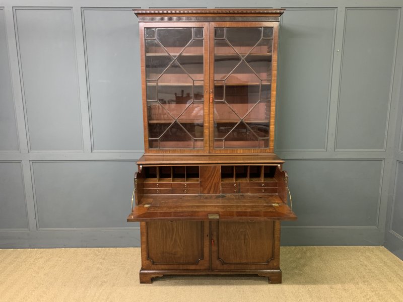 George III Mahogany Secretaire Bookcase