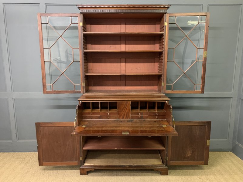 George III Mahogany Secretaire Bookcase