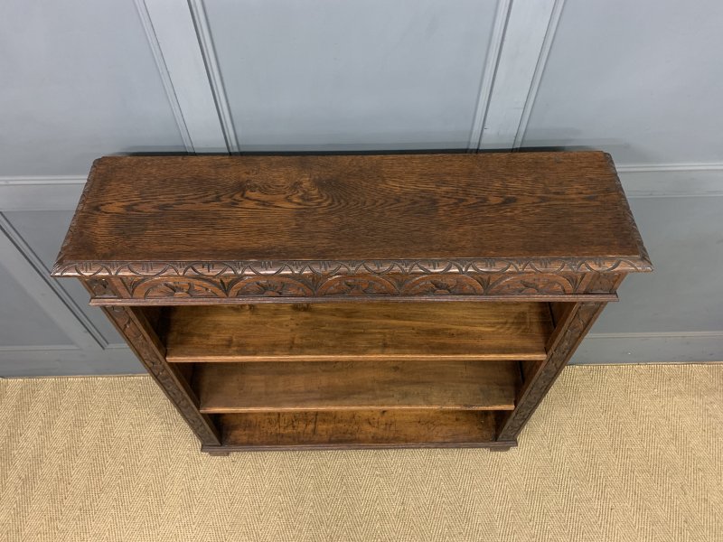 Carved Oak Open Bookcase