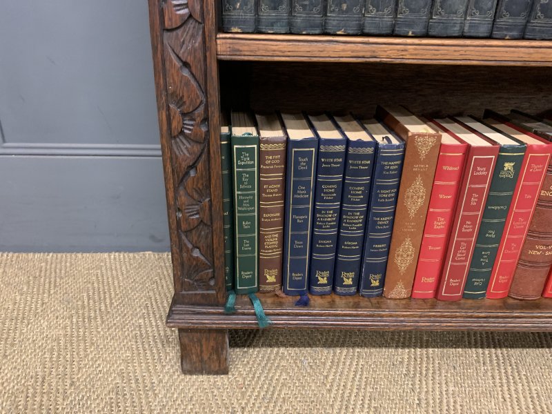 Carved Oak Open Bookcase