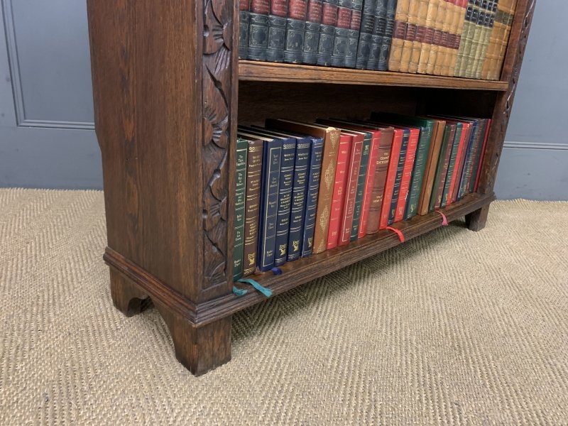 Carved Oak Open Bookcase