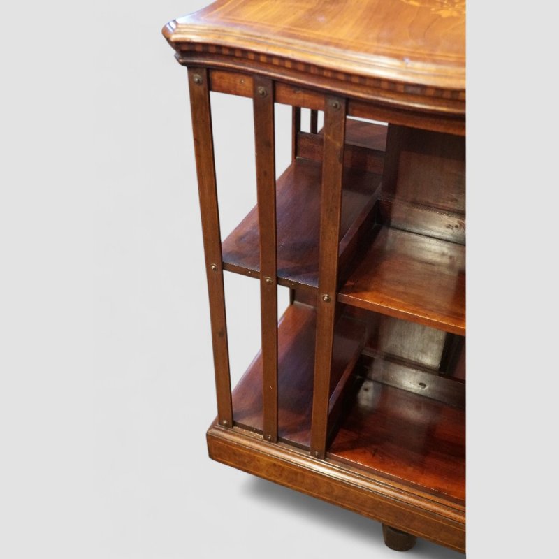 Edwardian inlaid revolving bookcase