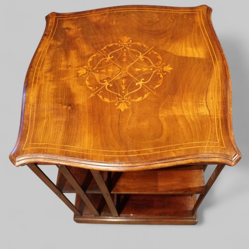 Edwardian inlaid revolving bookcase