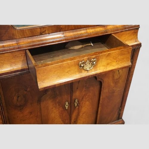 George I style walnut display cabinet