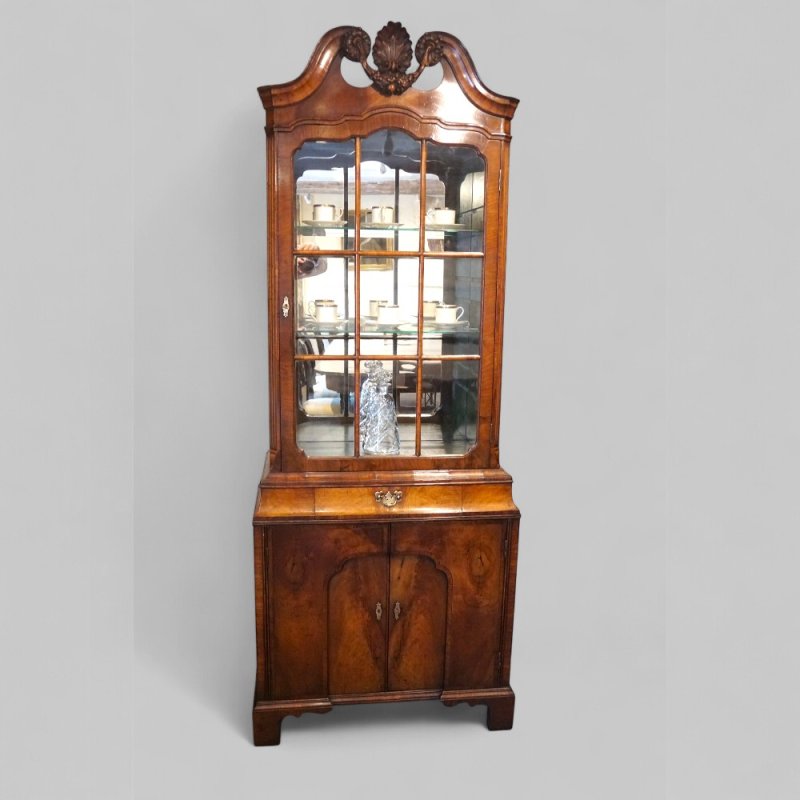 George I style walnut display cabinet