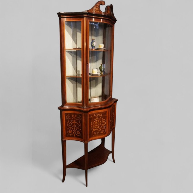 Edwardian inlaid display cabinet