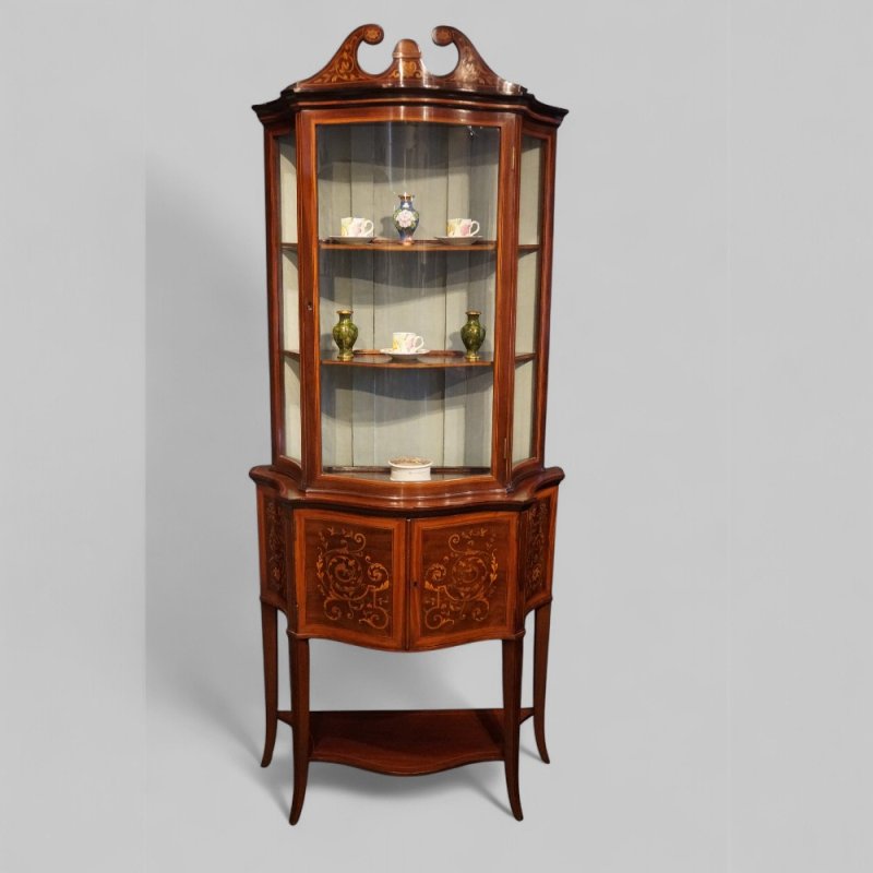Edwardian inlaid display cabinet