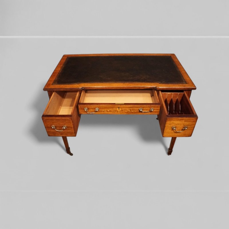 Victorian inlaid rosewood writing table