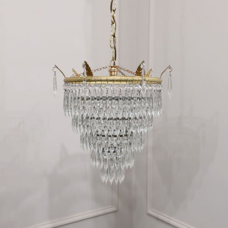 Art Deco Five Tier Crystal Glass Chandelier