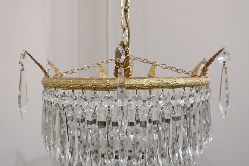 Art Deco Five Tier Crystal Glass Chandelier