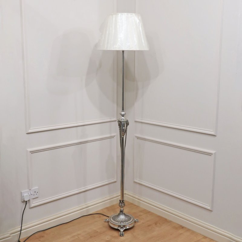 Victorian Adams Style Silver Extending Floor Lamp