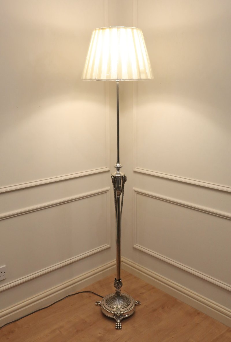 Victorian Adams Style Silver Extending Floor Lamp
