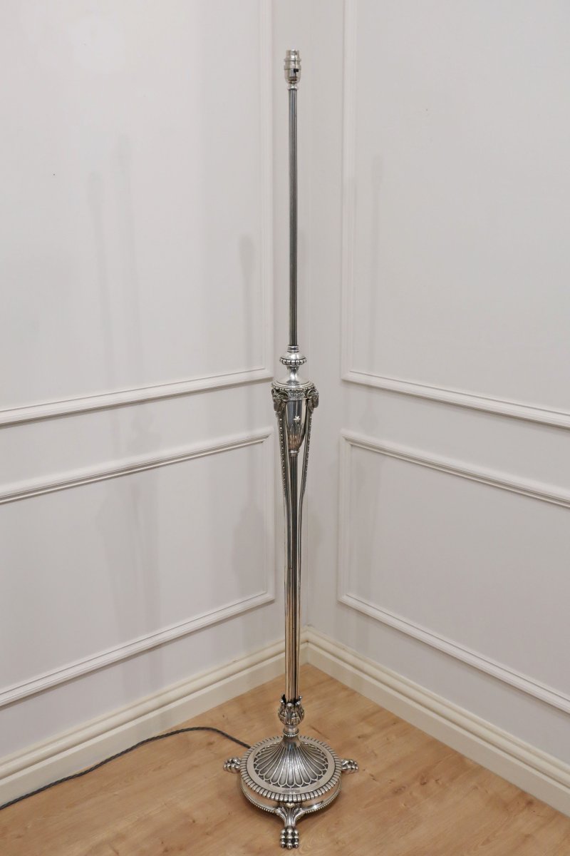 Victorian Adams Style Silver Extending Floor Lamp