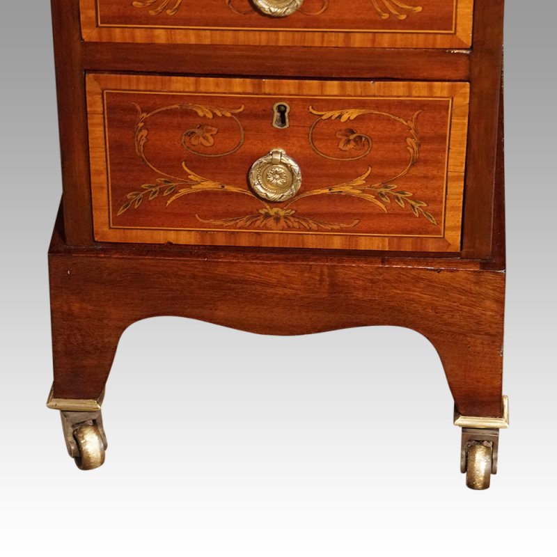 Edwardian inlaid mahogany pedestal desk