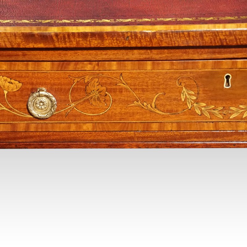 Edwardian inlaid mahogany pedestal desk
