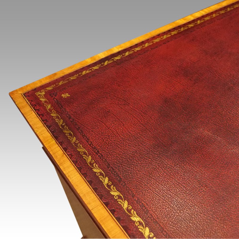 Edwardian inlaid mahogany pedestal desk