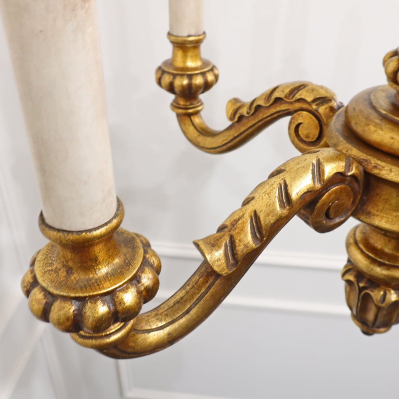 Italian Florentine Giltwood Five Arm Chandelier