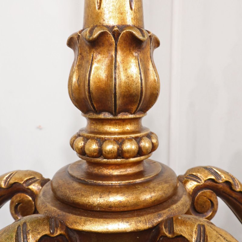 Italian Florentine Giltwood Five Arm Chandelier