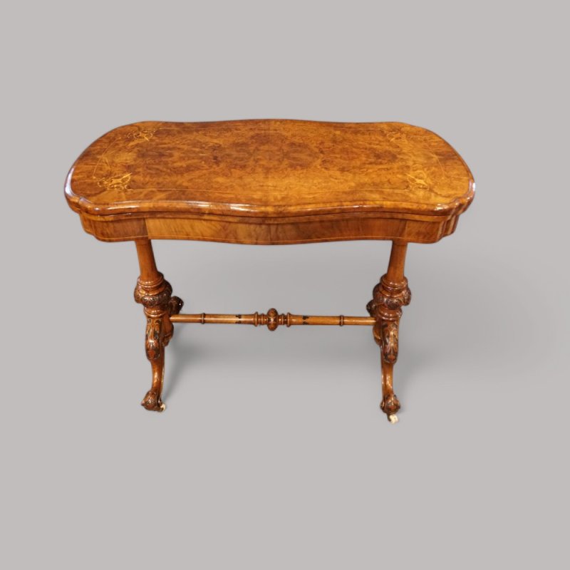 Victorian inlaid walnut card table