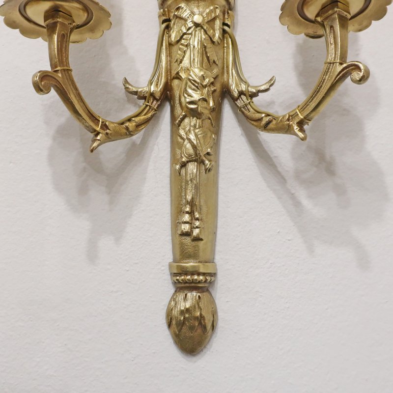 Pair of French Gilt Bronze Twin Arm Wall Lights by Charles Casier