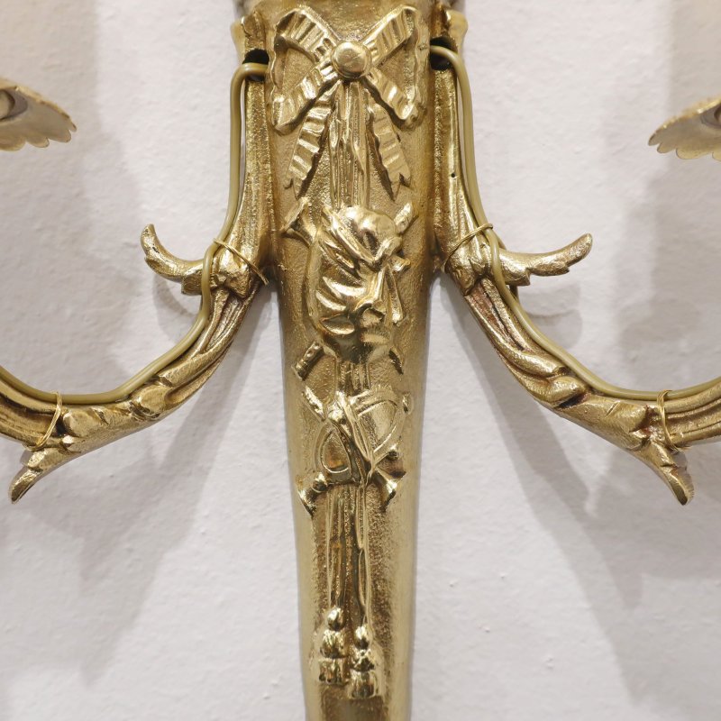 Pair of French Gilt Bronze Twin Arm Wall Lights by Charles Casier