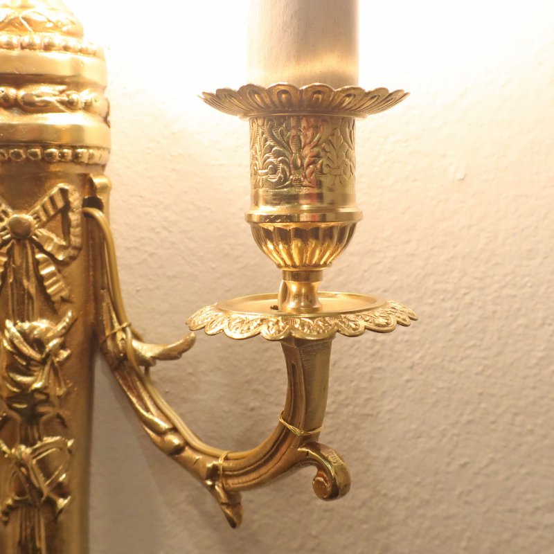 Pair of French Gilt Bronze Twin Arm Wall Lights by Charles Casier