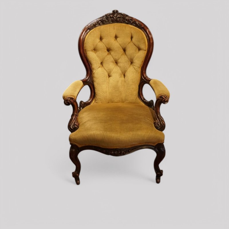 Victorian mahogany open arm chair
