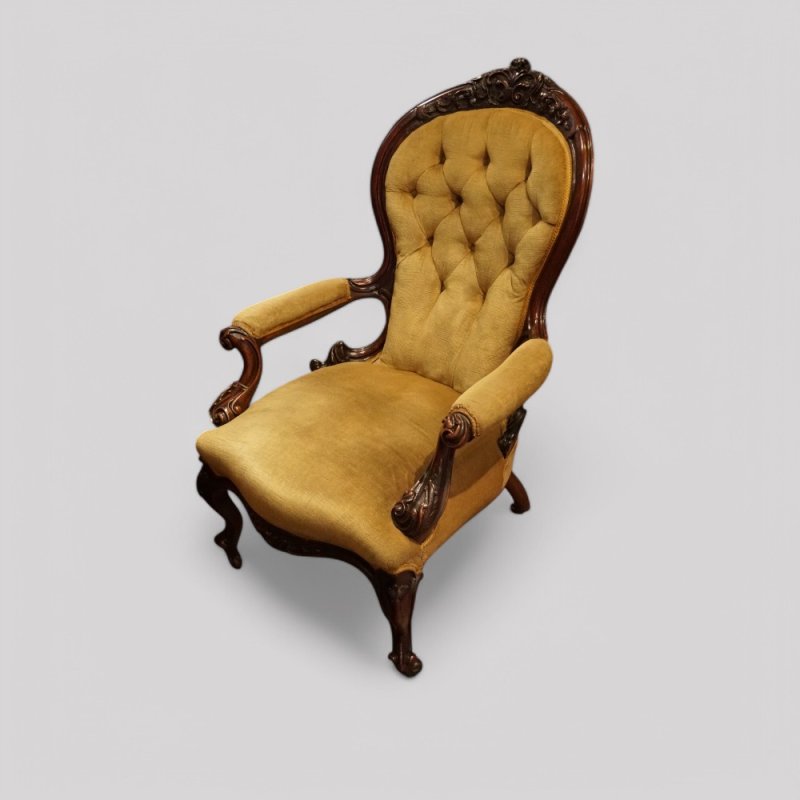 Victorian mahogany open arm chair