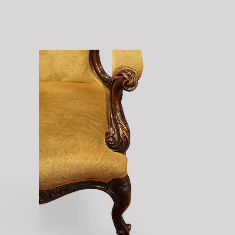 Victorian mahogany open arm chair