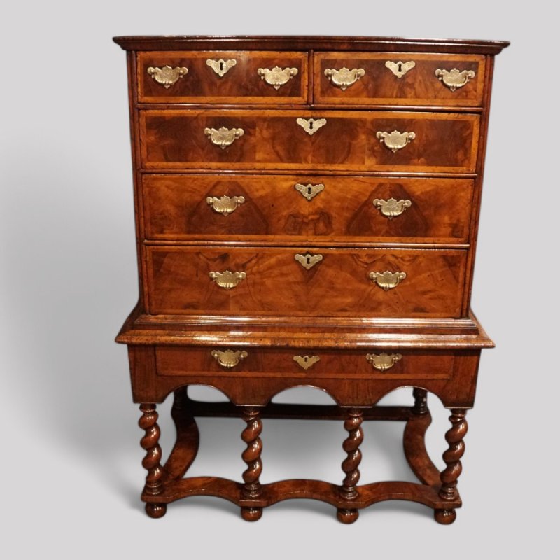 William and Mary walnut chest on stand