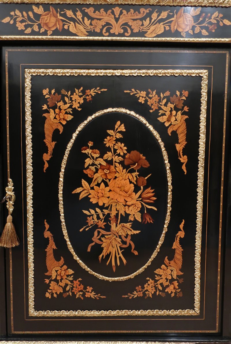 Victorian Ebonised & Marquetry Credenza