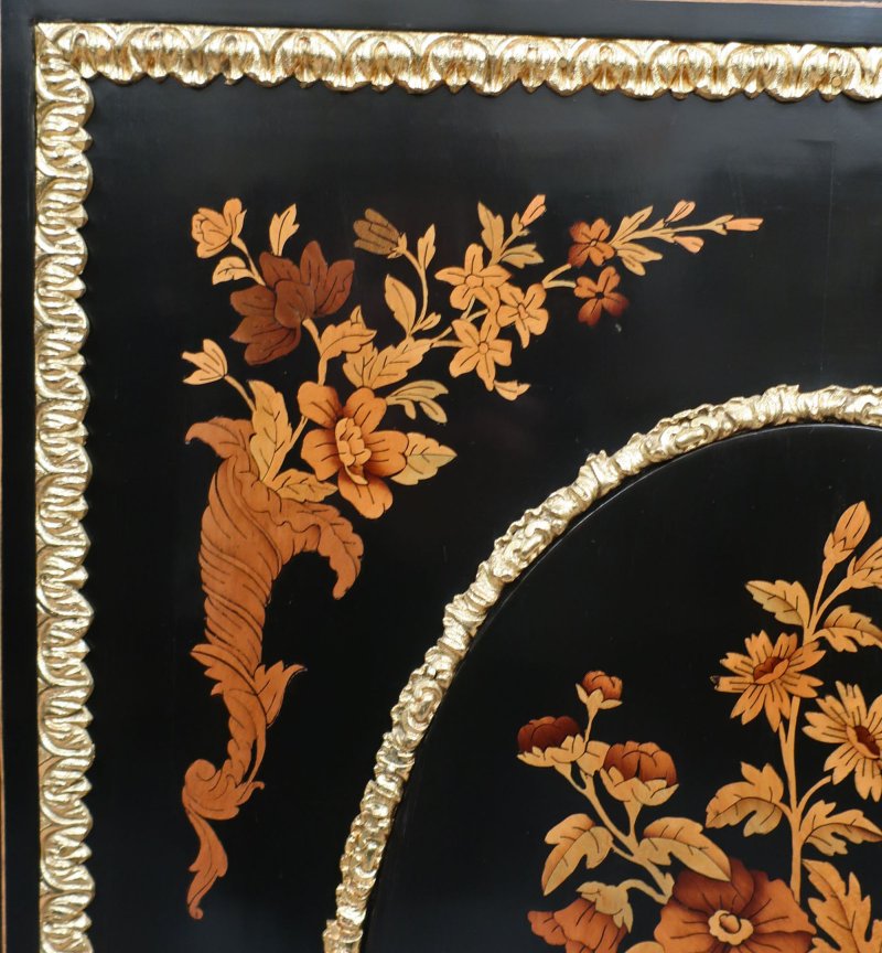 Victorian Ebonised & Marquetry Credenza