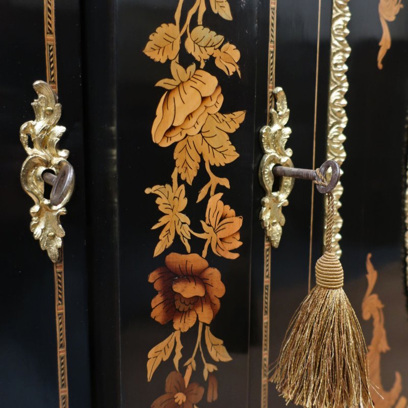 Victorian Ebonised & Marquetry Credenza