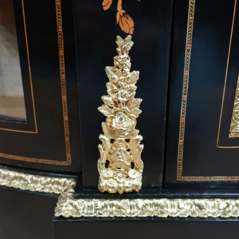 Victorian Ebonised & Marquetry Credenza