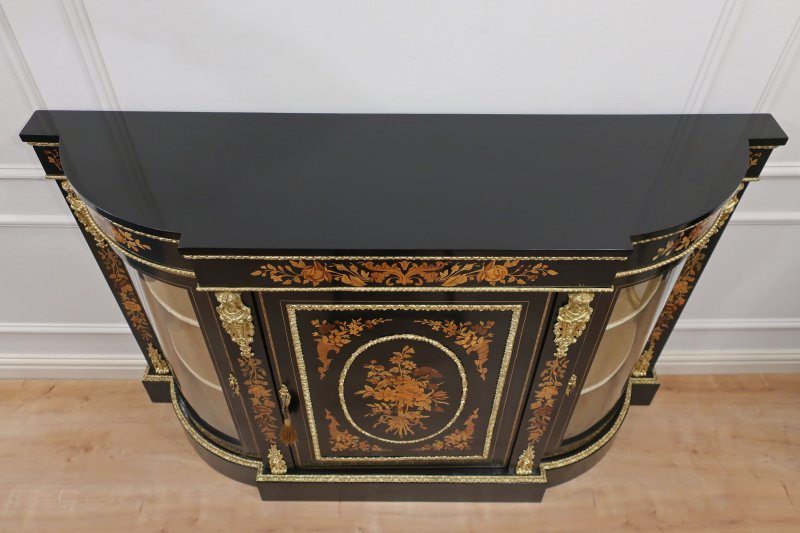 Victorian Ebonised & Marquetry Credenza