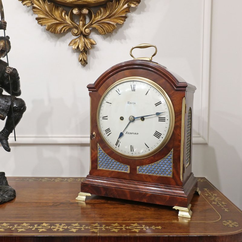 Regency Mahogany Pad Top Bracket Clock by Rives of Bedford