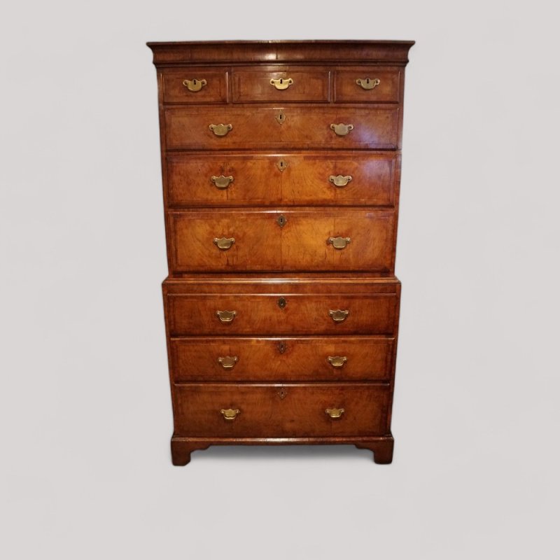 George III walnut chest on chest
