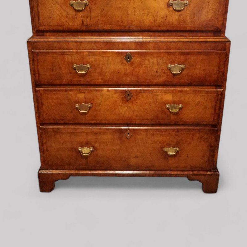 George III walnut chest on chest