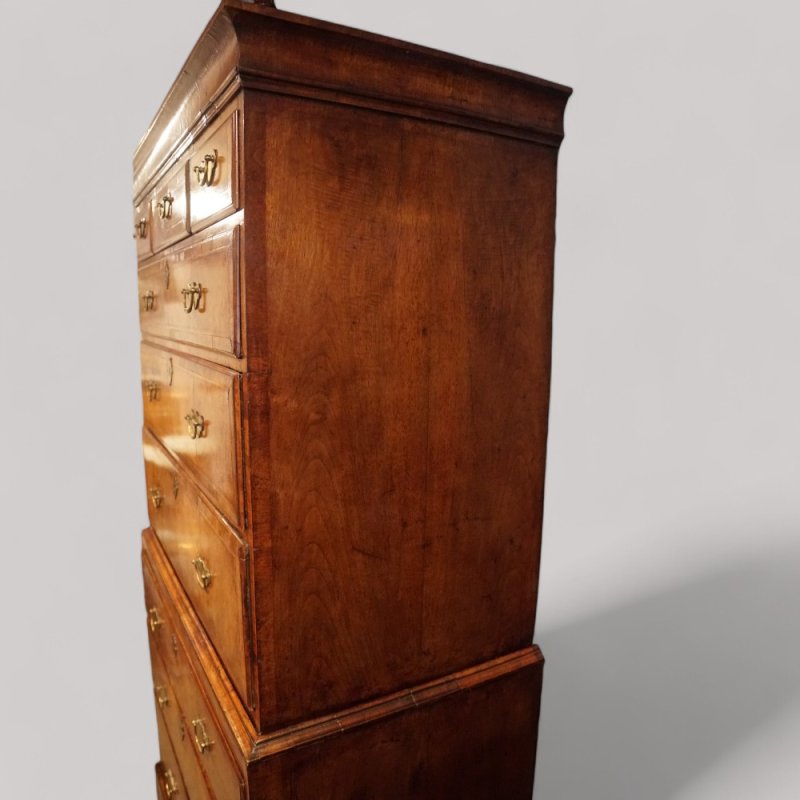 George III walnut chest on chest