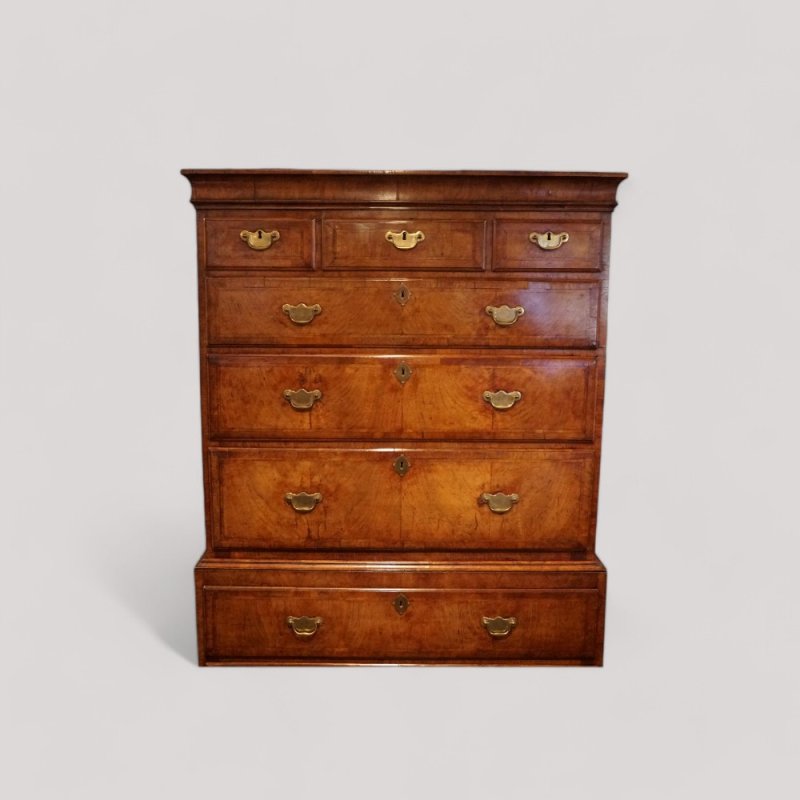 George III walnut chest on chest