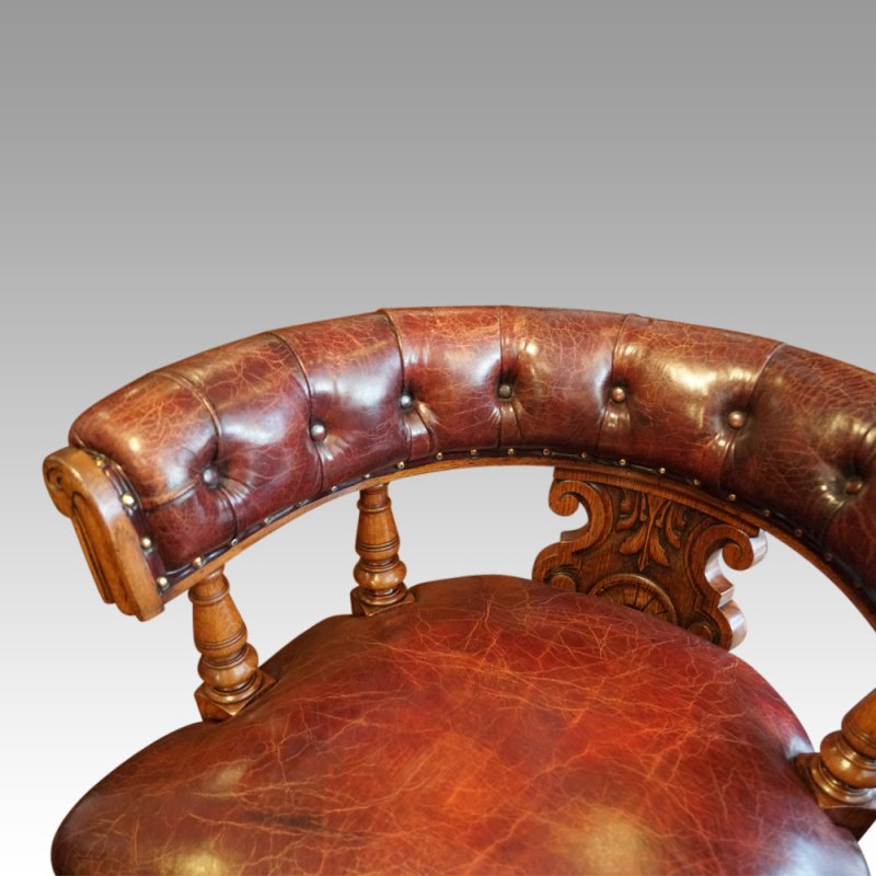 Victorian oak revolving desk chair
