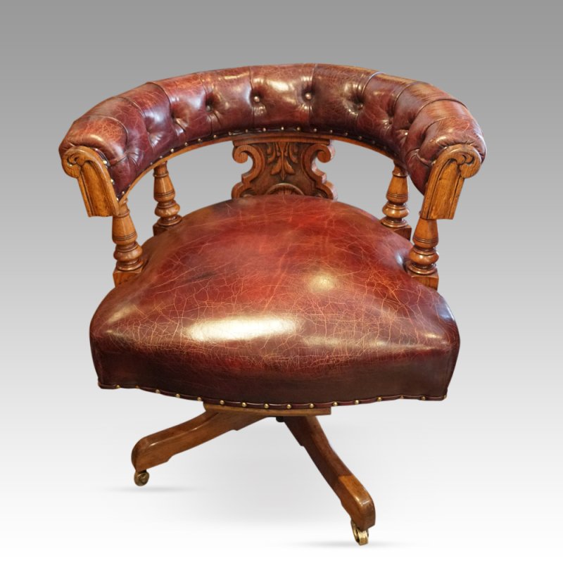 Victorian oak revolving desk chair