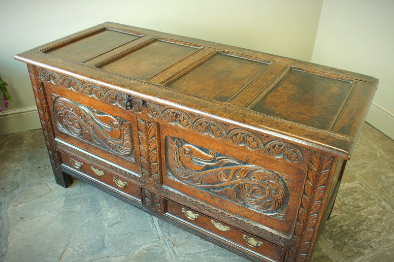 A Rare 17th Century Oak Mule Chest/ Coffer.