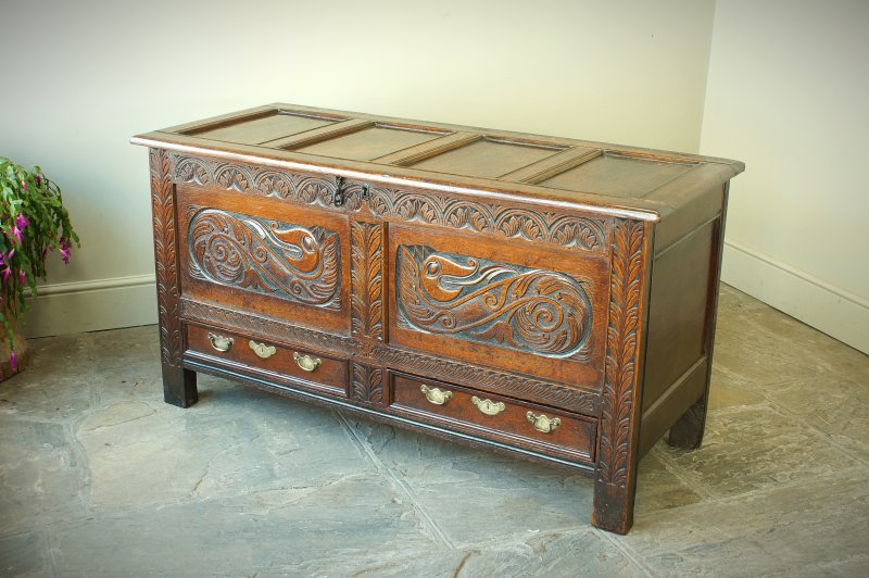 A Rare 17th Century Oak Mule Chest/ Coffer.